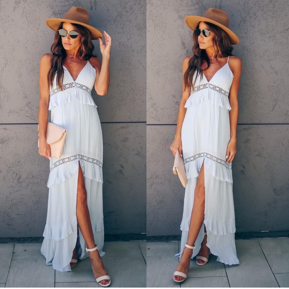 Genevieve Ruffle Crochet Maxi Dress